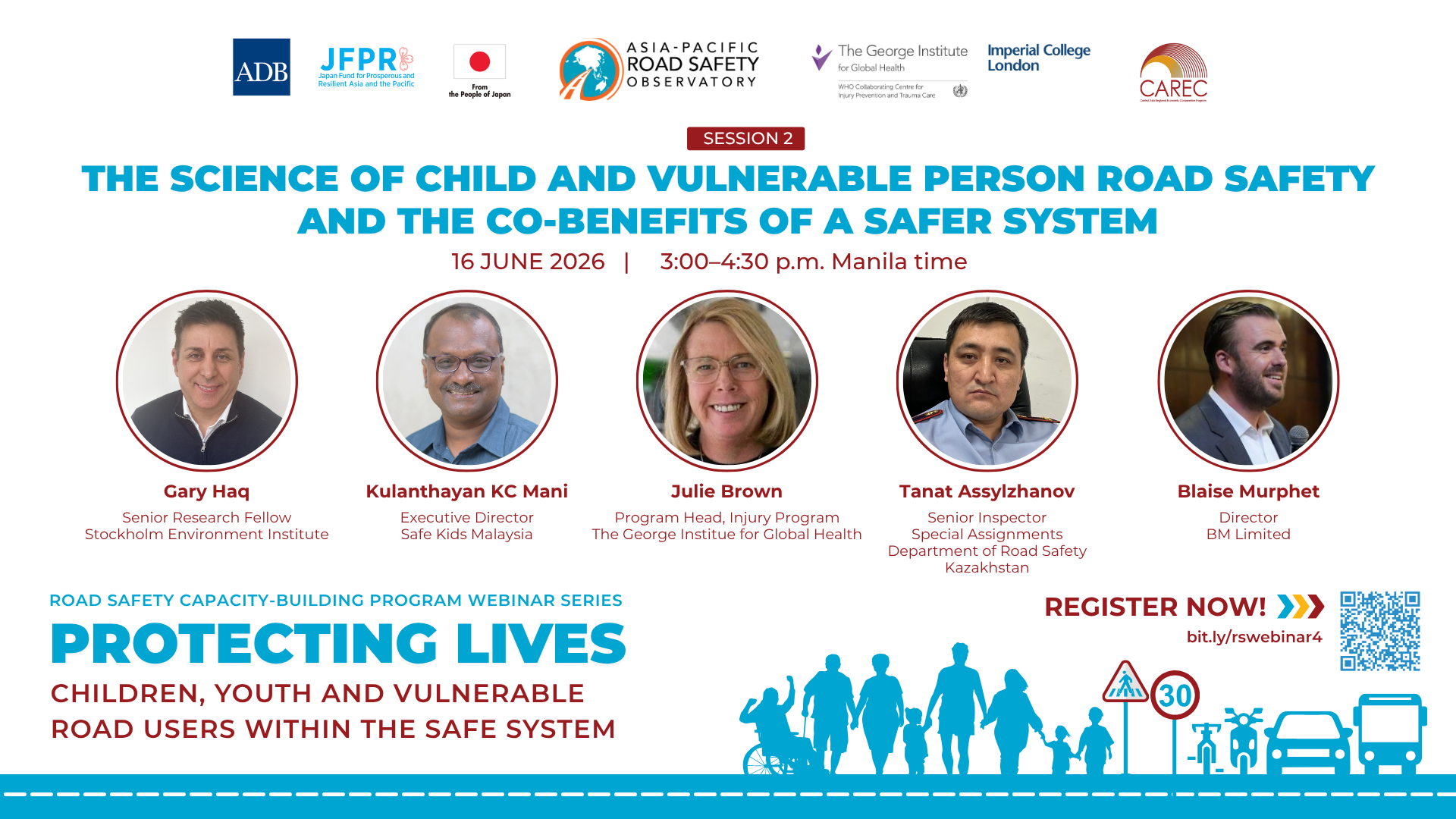 [External Opportunities: Webinar Series]&nbsp;The Science of Child and Vulnerable Person Road Safety and the Co-Benefits of a Safer System