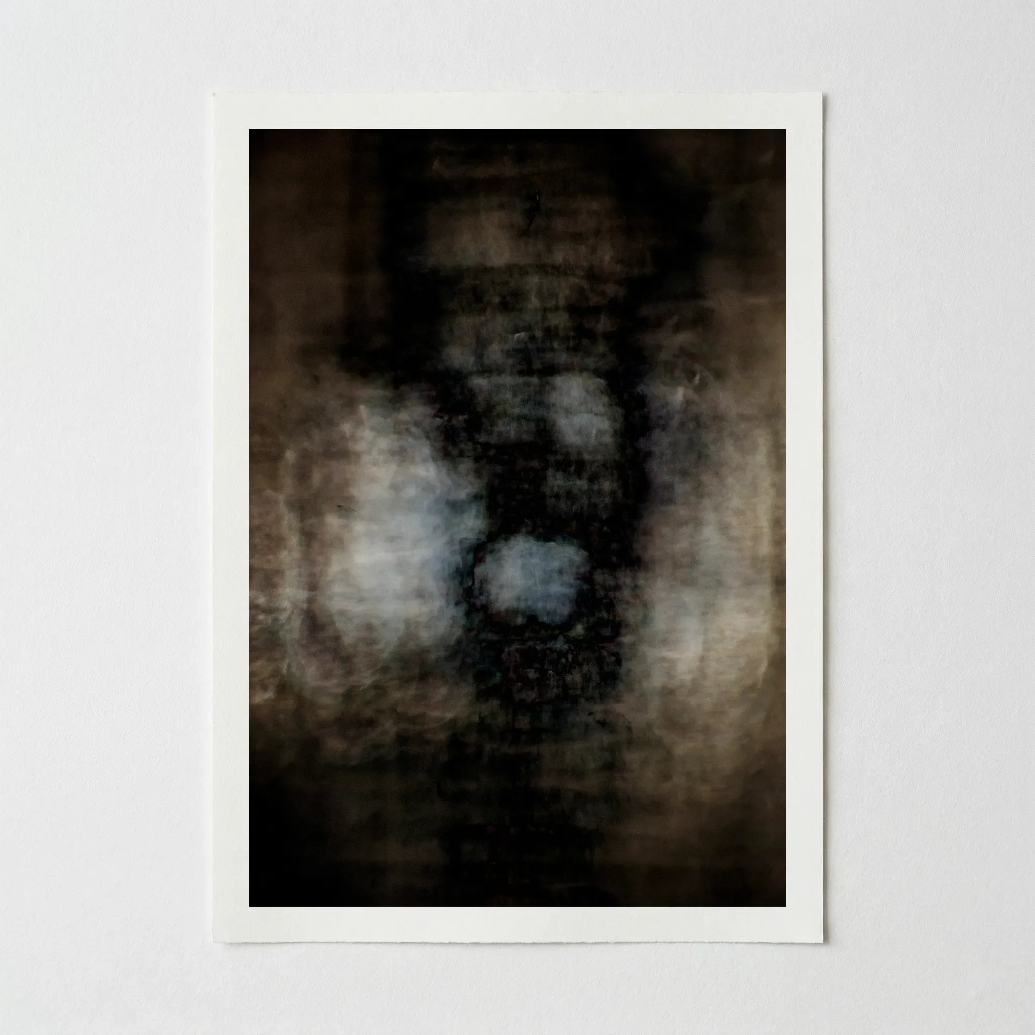 A portrait-oriented Giclée print of 'Fear' on 200gsm museum-grade matte paper, showcasing the deep, charcoal-like textures and visceral grain of the piece.