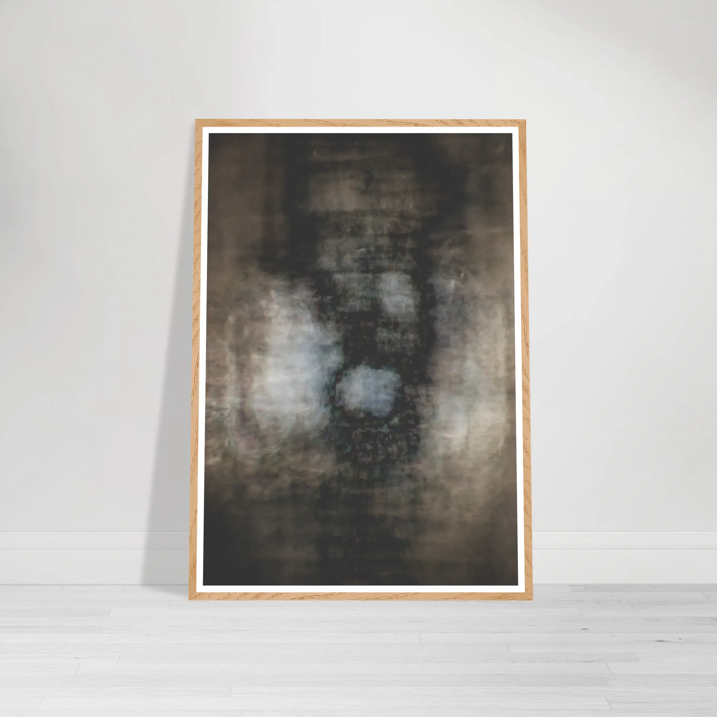 Fear fine art print – symbolic artwork with bold contrast and layered textures representing emotional shadows and inner transformation on a wood frame fine art print