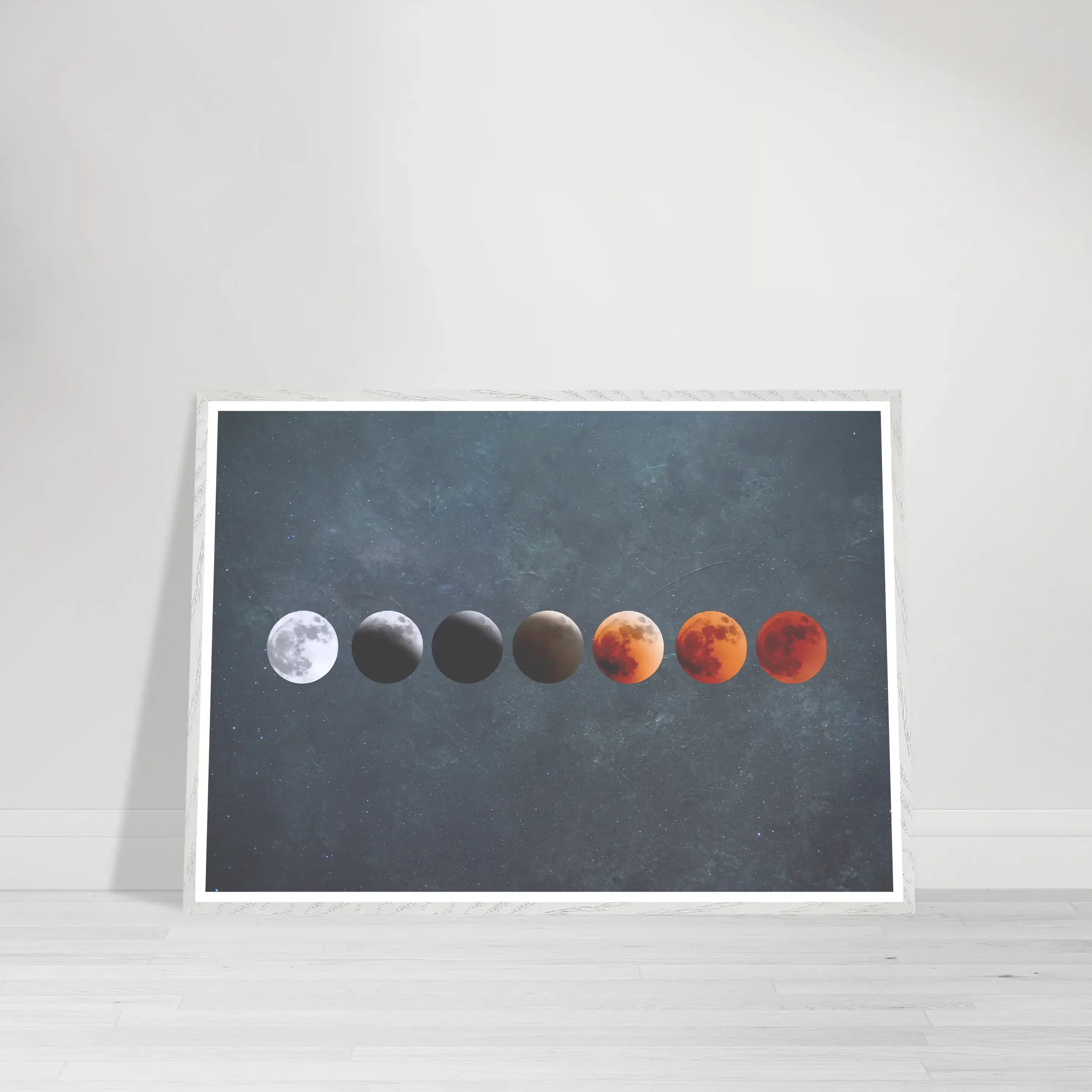 Blood Moon – Crimson Lunar Eclipse White Frame