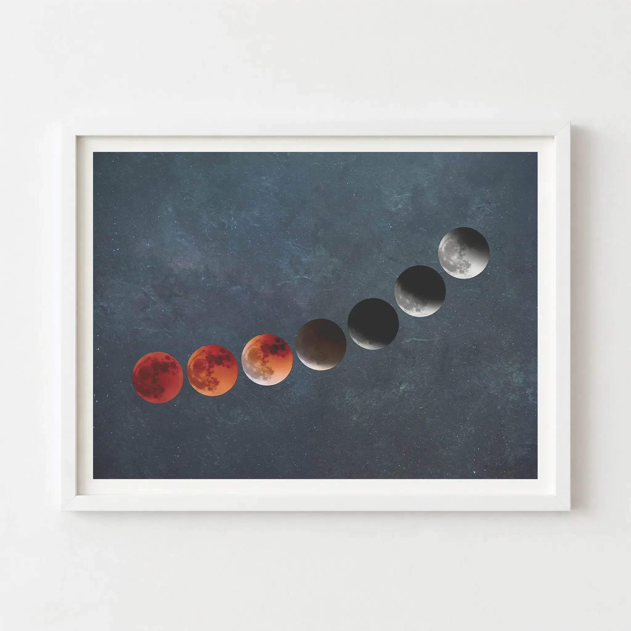 Blood Moon White Frame Print on Wall.webp