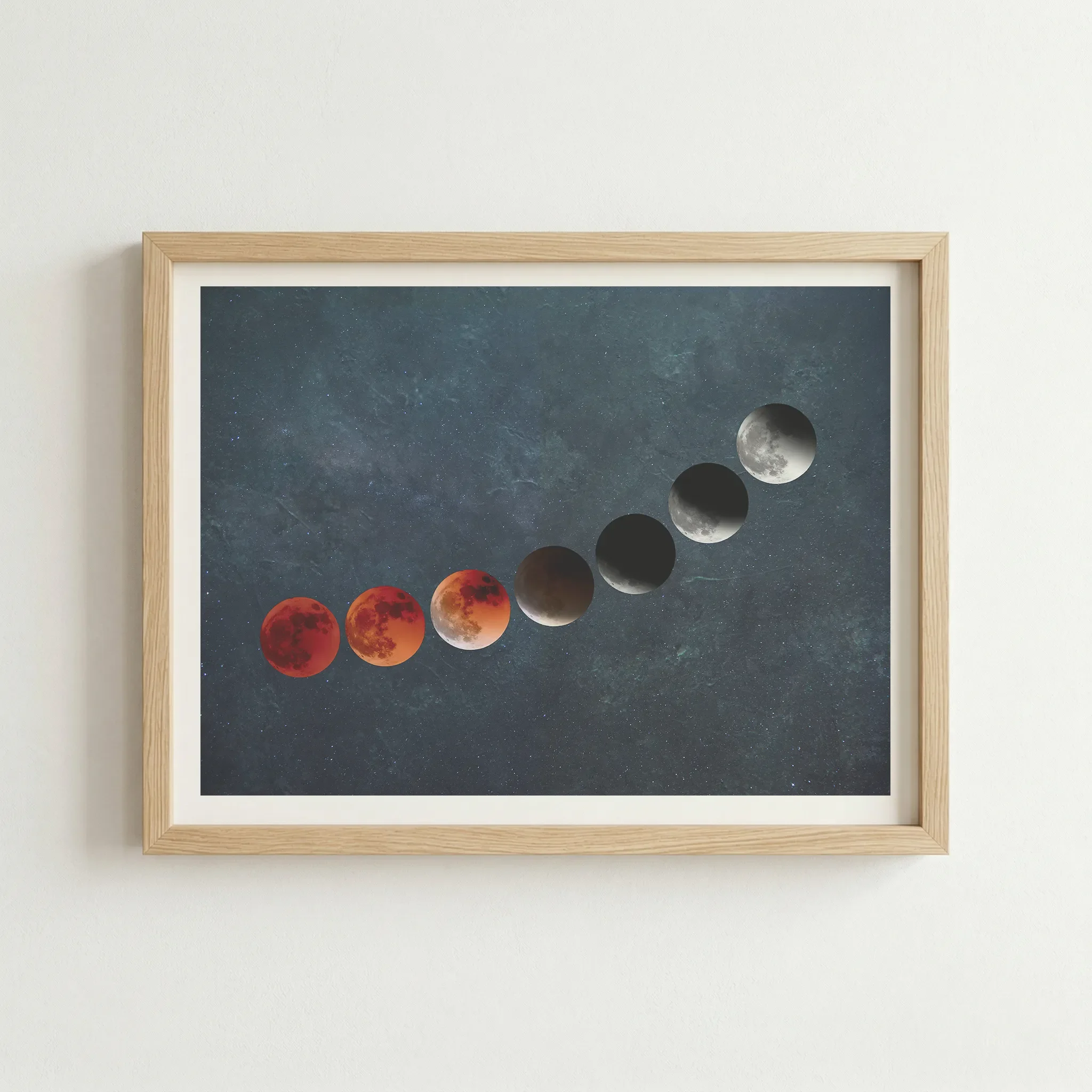 Blood Moon Wood Frame Print on Wall.webp