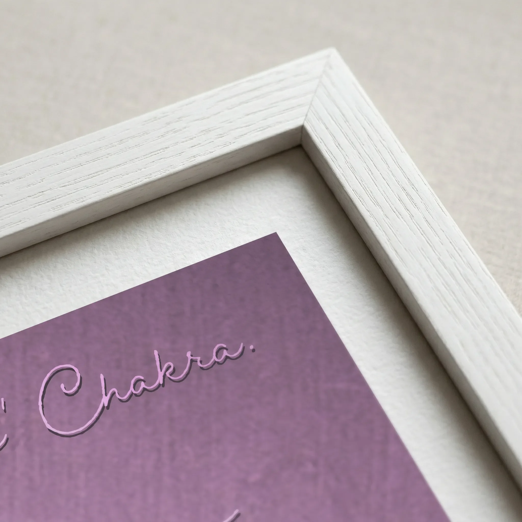 Close up of 'Crown Chakra' fine art print in a white frame, creating a light, ethereal aesthetic that mirrors the chakra’s theme of spiritual transcendence.