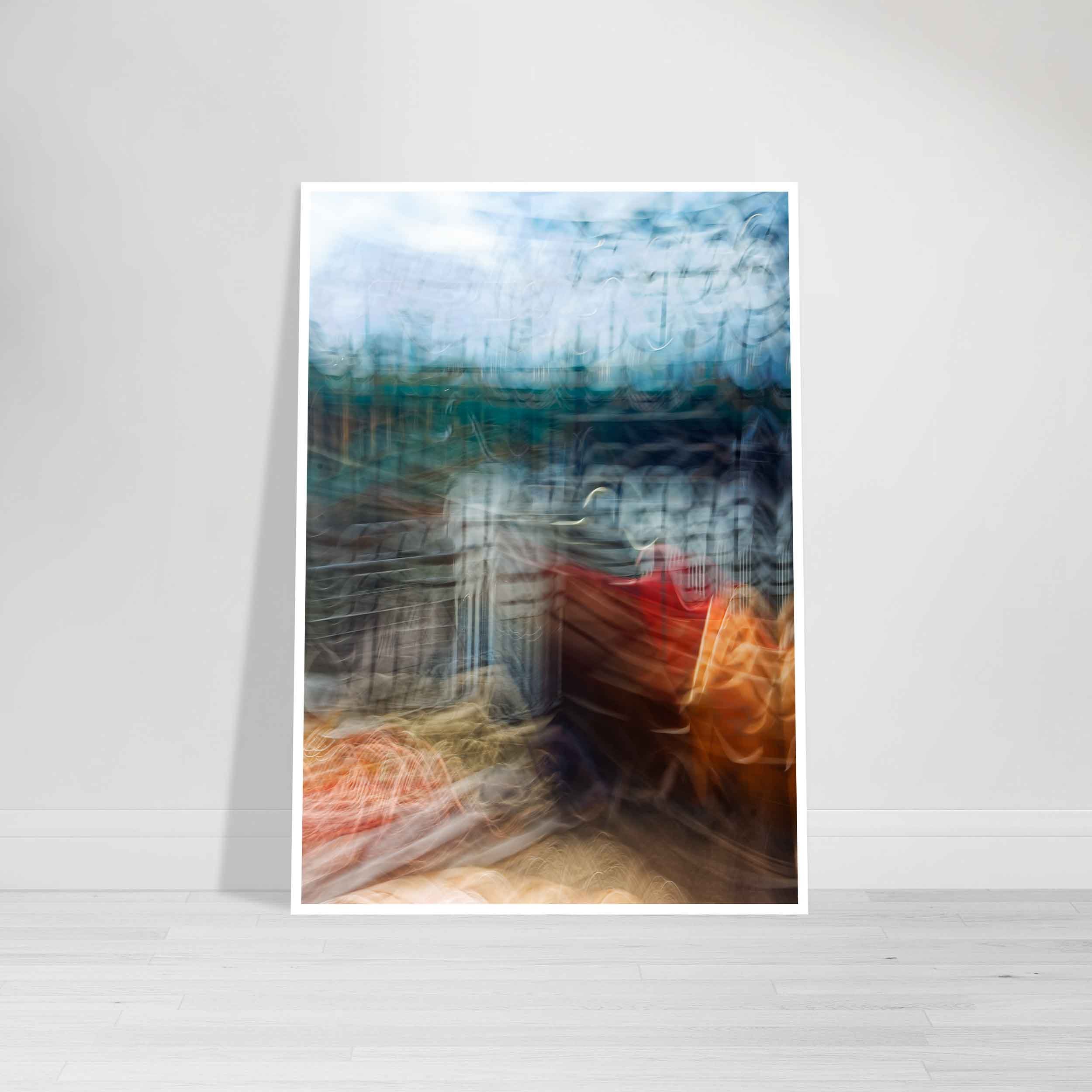 Distorted Reality fine art print – symbolic artwork with warped geometry and mirrored design reflecting perception, illusion, and awakening