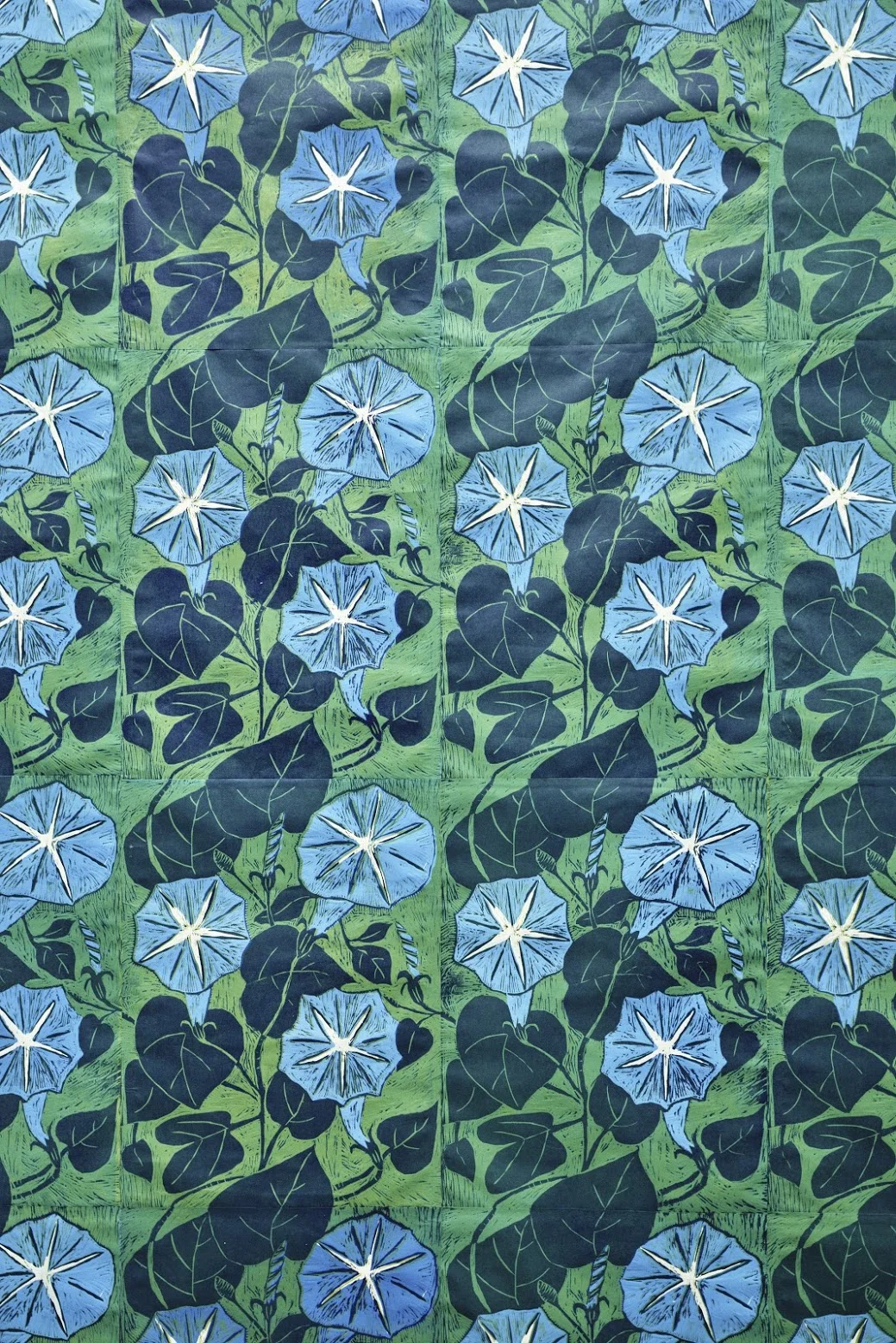 Morning Glories , 2019, reduction woodblock prints. Edition 24=1.