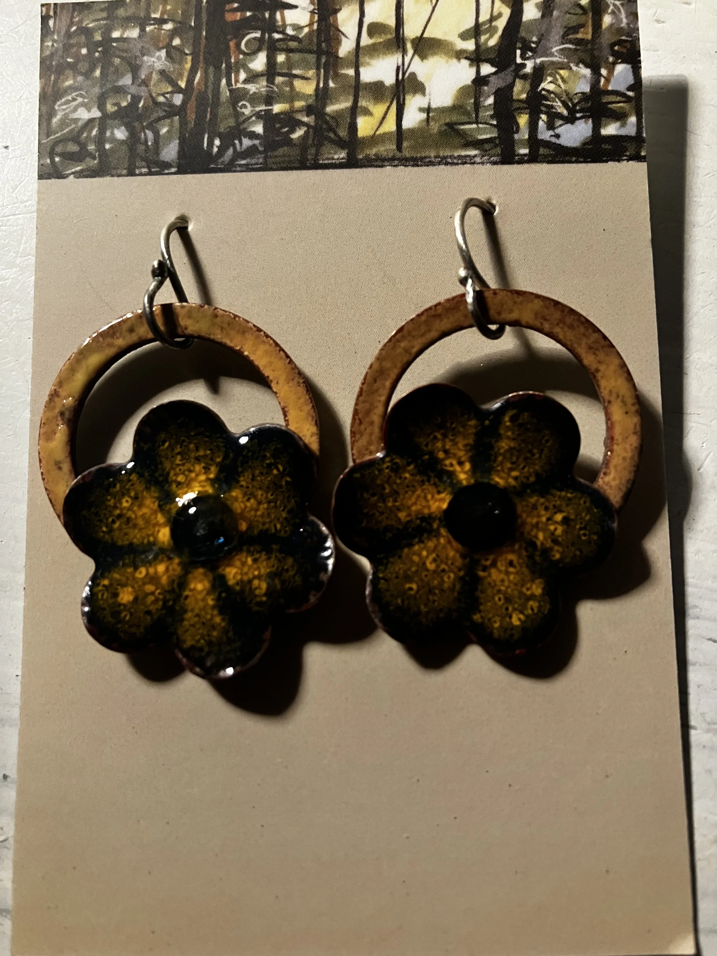 Metal Floral Earrings by Rhonda Miler