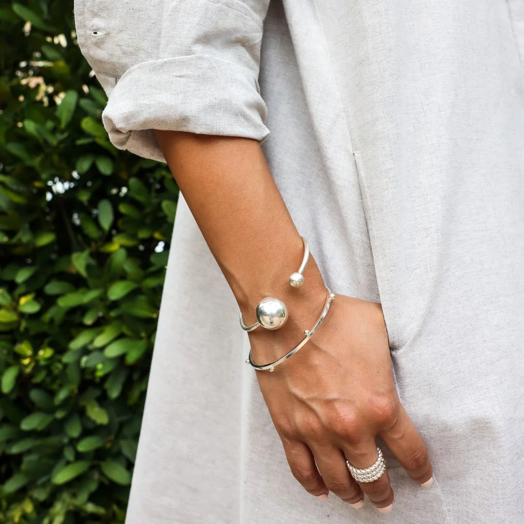 Sterling Silver Strength Bangle by Tanja Cesh