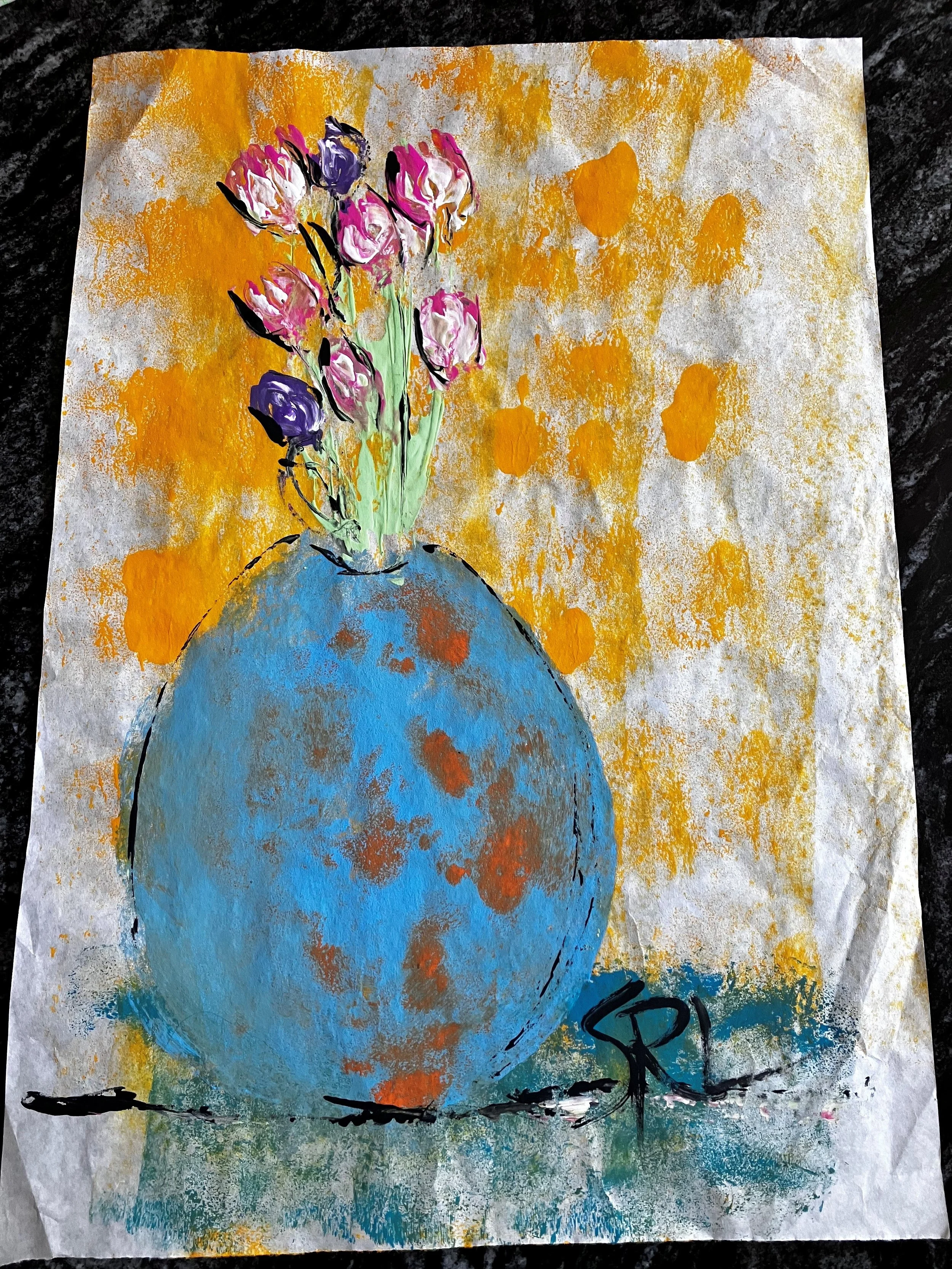 Blue Vase with Tulips by Susan Longley