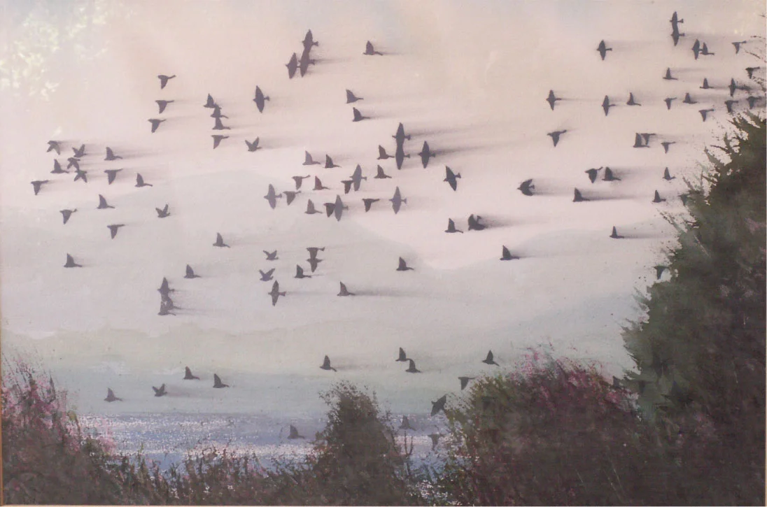 Flock At Dawn Oil on canvas. #A78