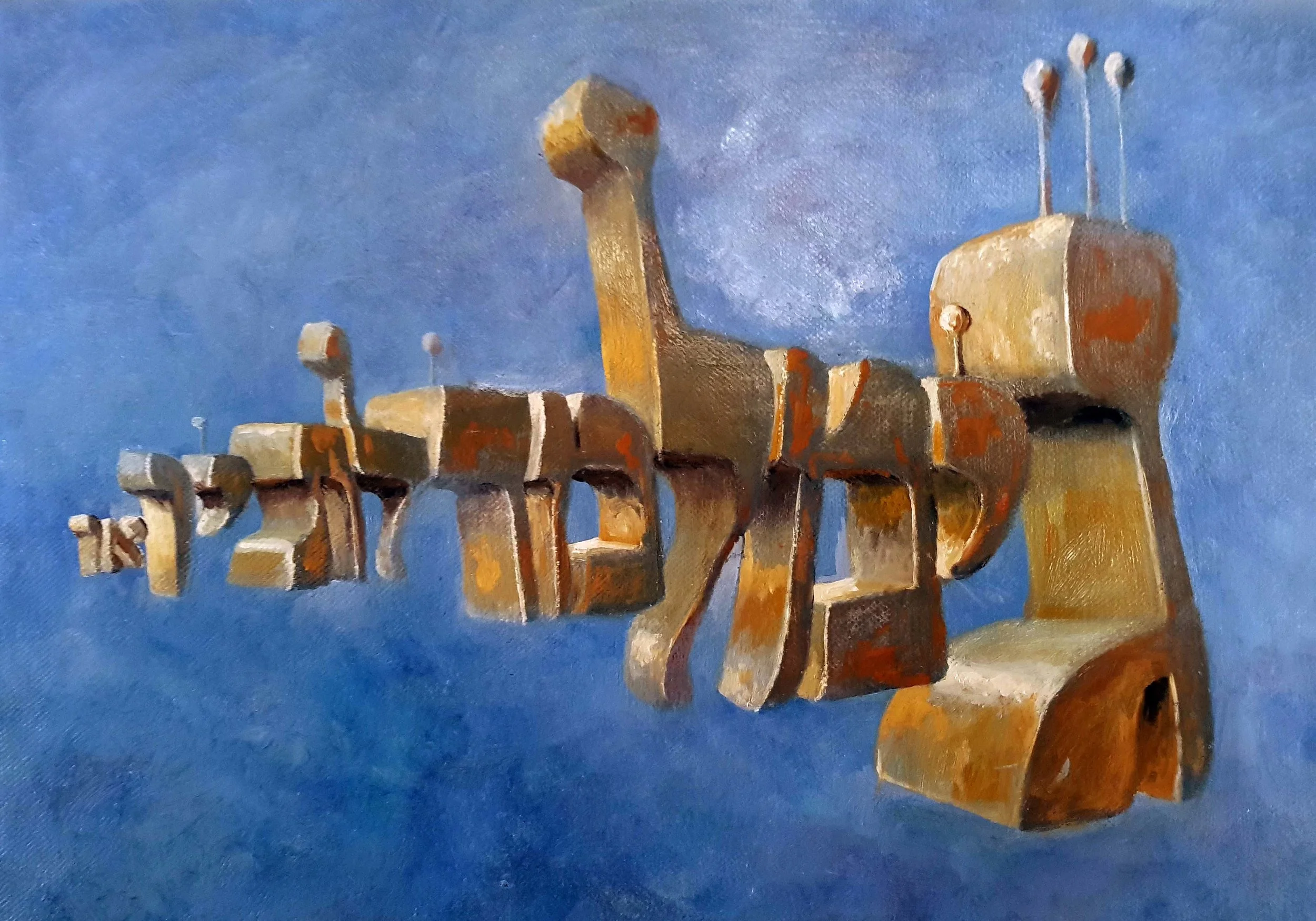 Floating Letters Oil on canvas. #A159