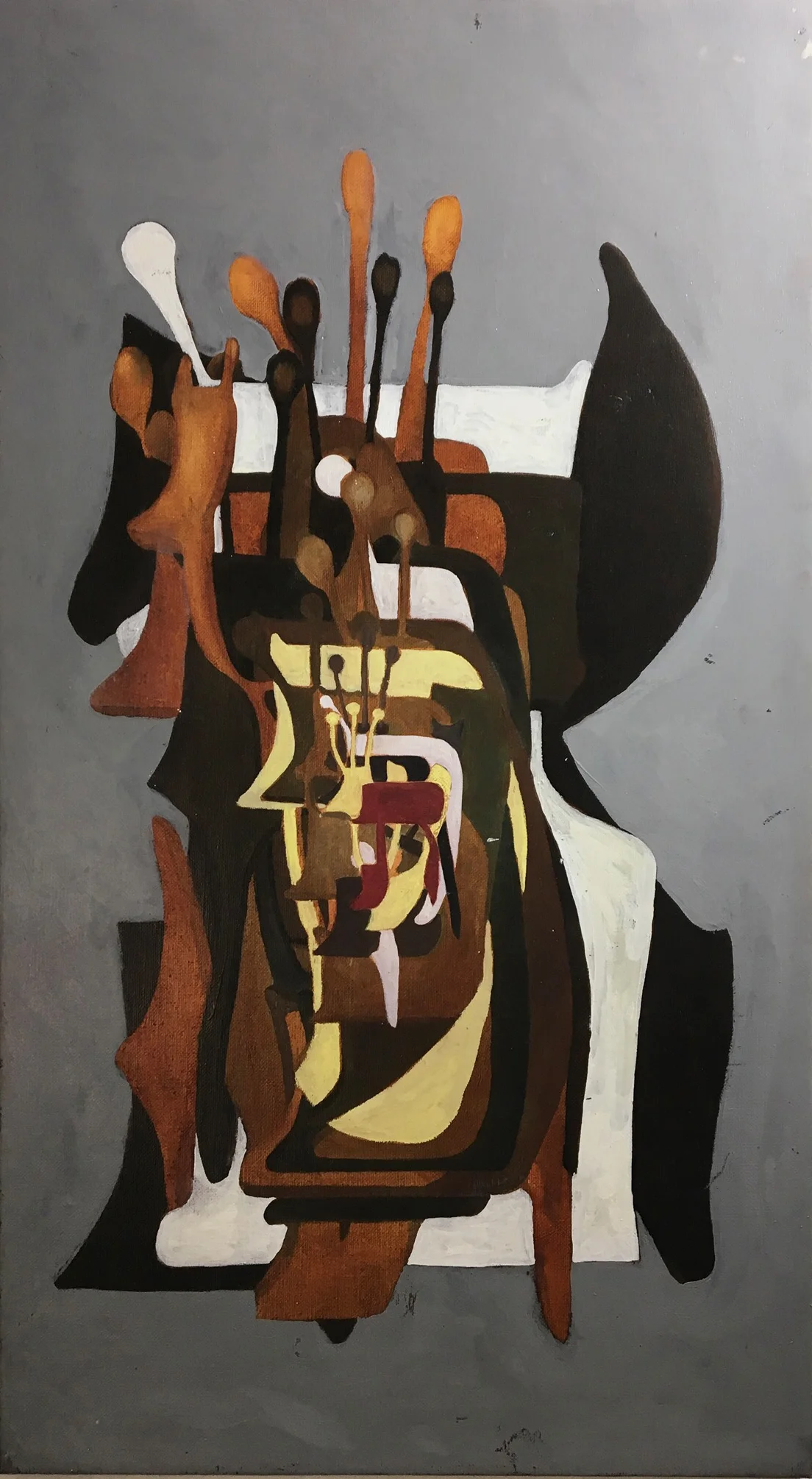 Hebrew Letters On Grey Oil on canvas. #A163