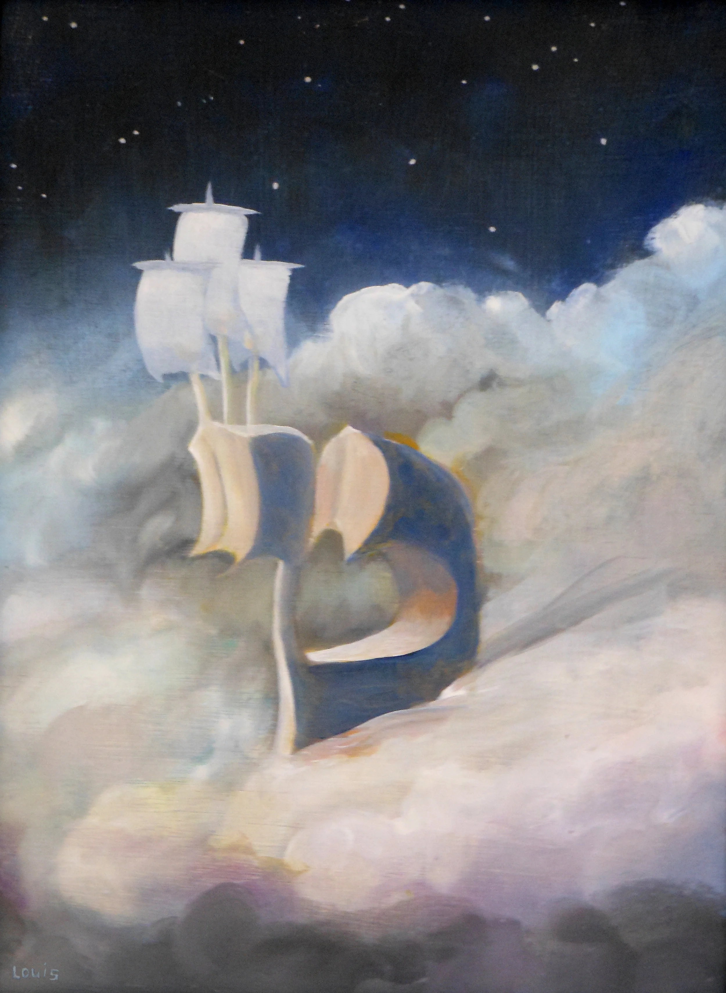 Night Ship Oil on canvas. #A172