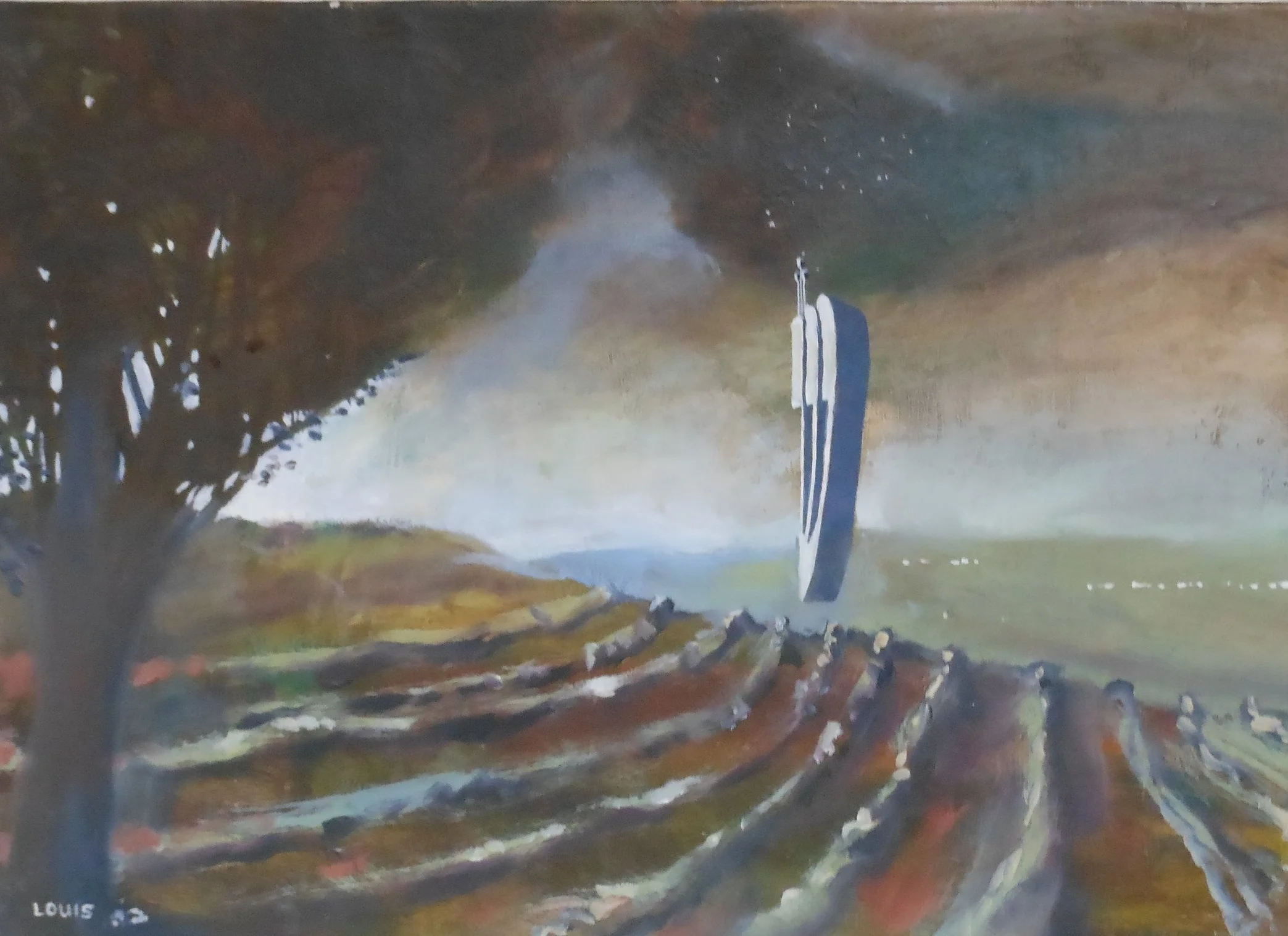 Watching The Field Oil on canvas. #A185