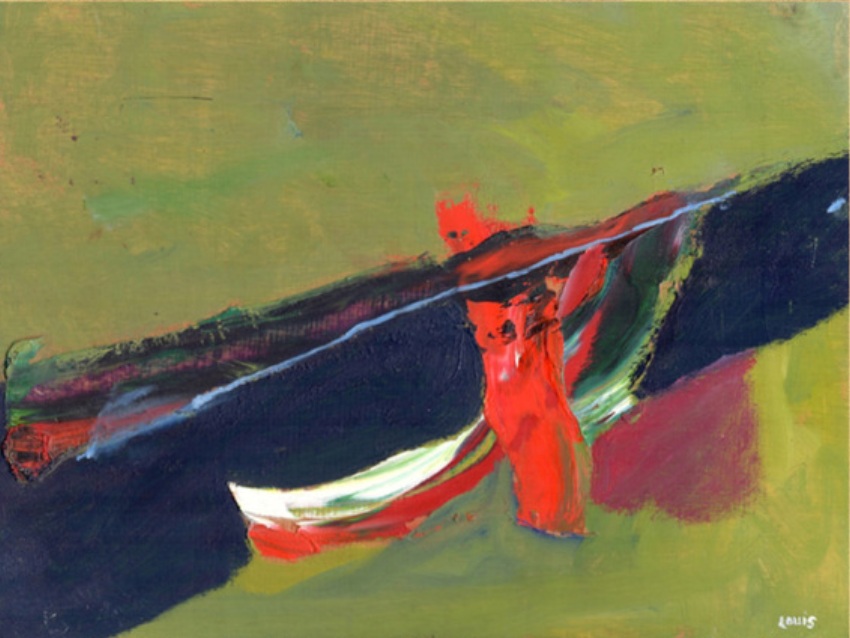 Composition in Green 40 x 50 cm, oil on wood panel. #A111 - 2012