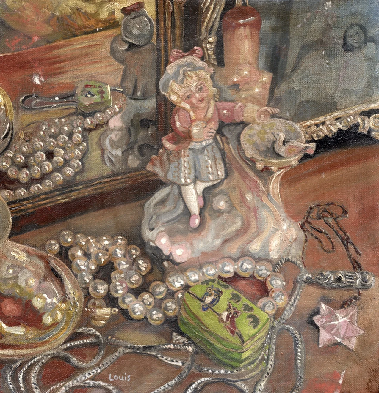 Dresser Inhabitants 25 x 25 cm, oil on wood. #A192