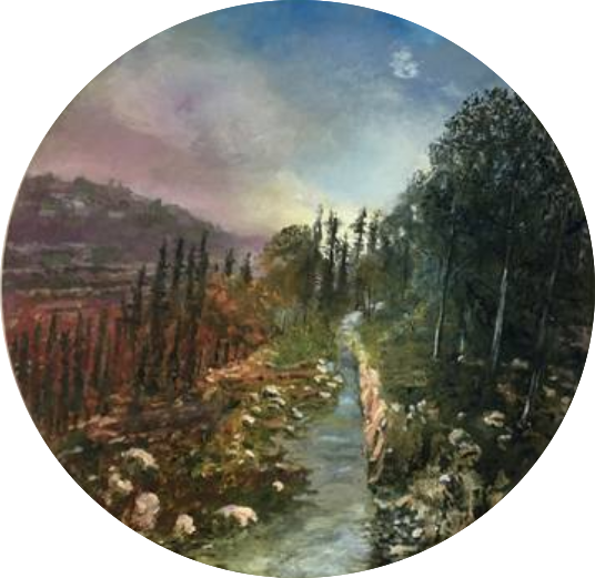 Galil Sunset 69 cm diameter, oil on canvas #A204