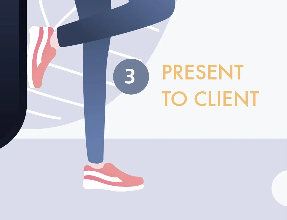 Presenting design artwork to the client for approval and feedback