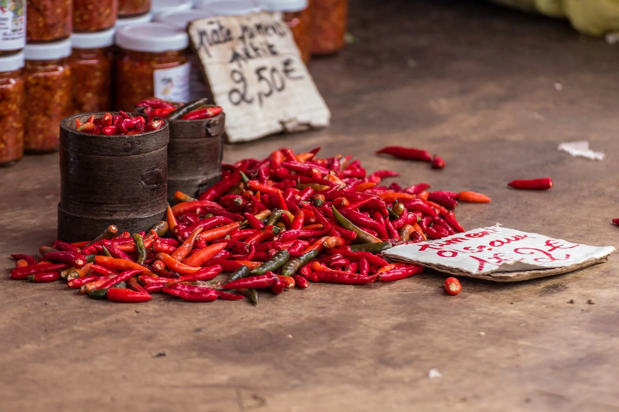 Chili frais au marché des Seychelles