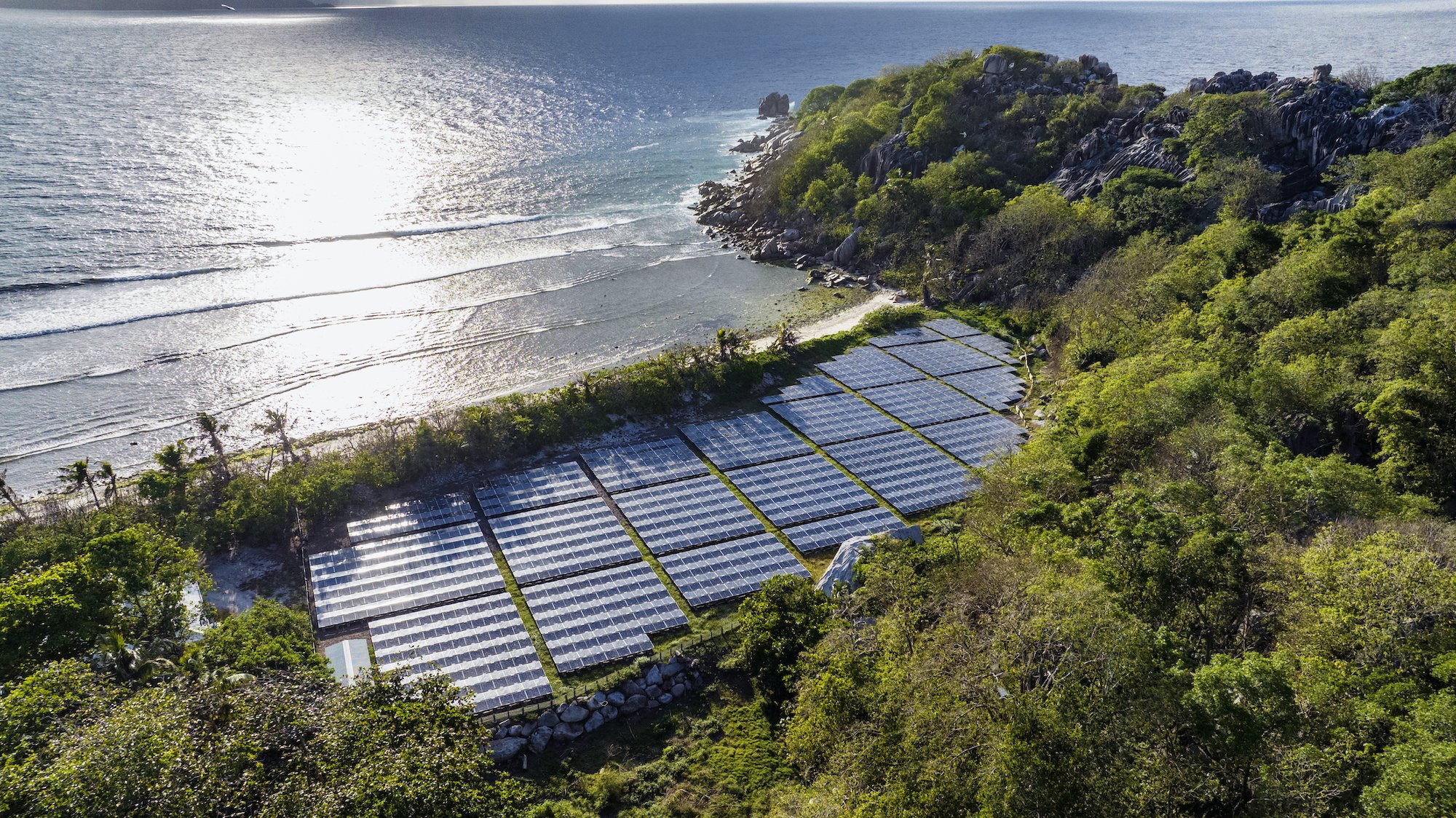 Cousine Island is sustainably off the grid thanks to our solar farm