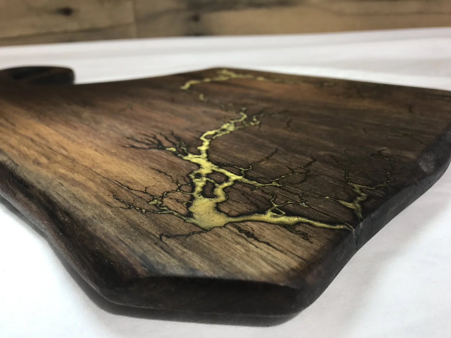 Lichtenberg Gold Epoxy Resin Black Walnut Charcuterie Board Cheese Board Serving Platter Server Handmade Charcuterie Omni Artis
