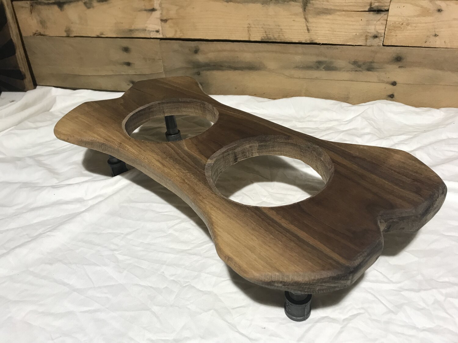 Live Edge Raised Pet Stand for Food or Water Bowls, Spalted Maple or Black  Walnut