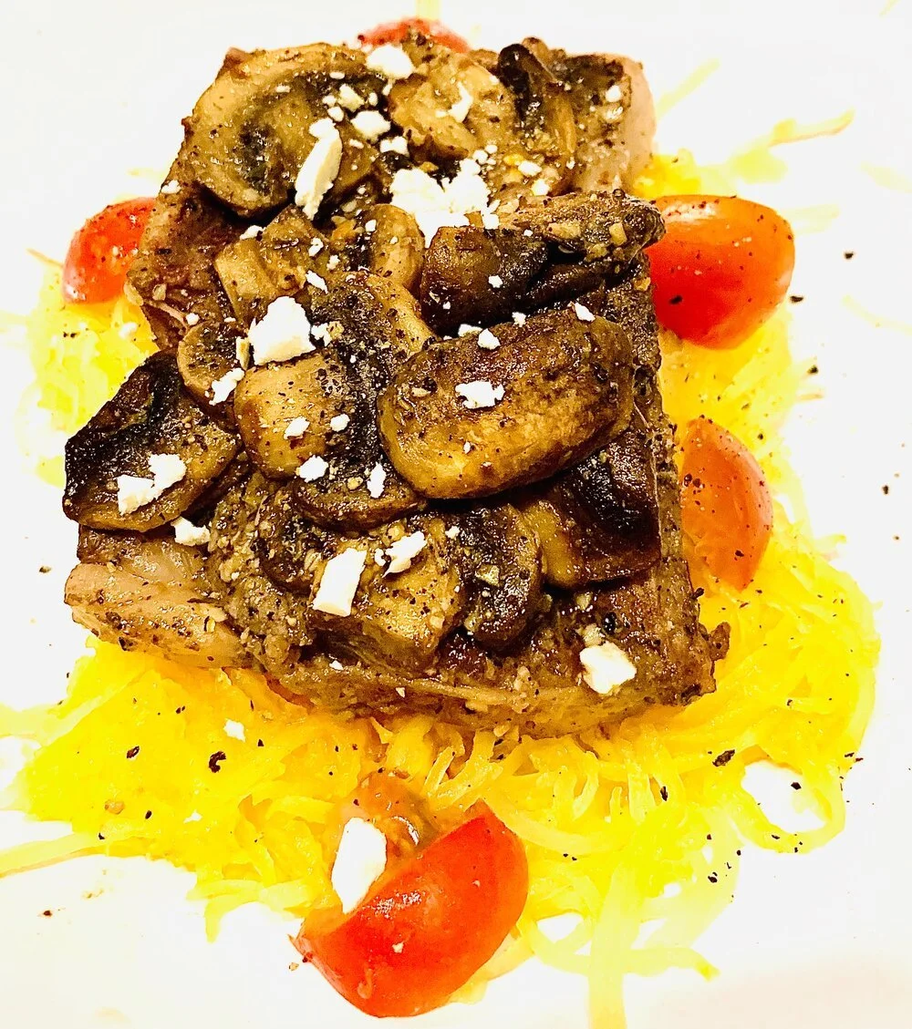 Goat loin chops &amp; spaghetti squash