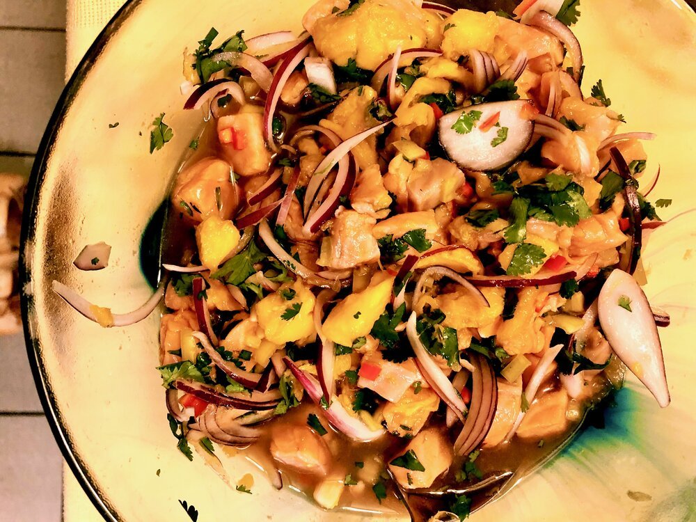 Salmon ceviche with mango