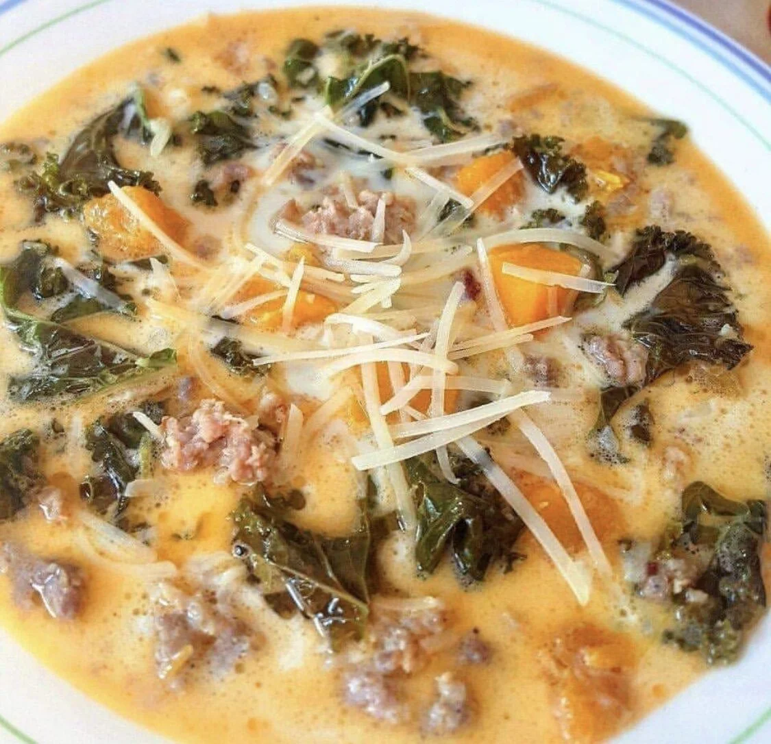 Pumpkin sausage kale soup
