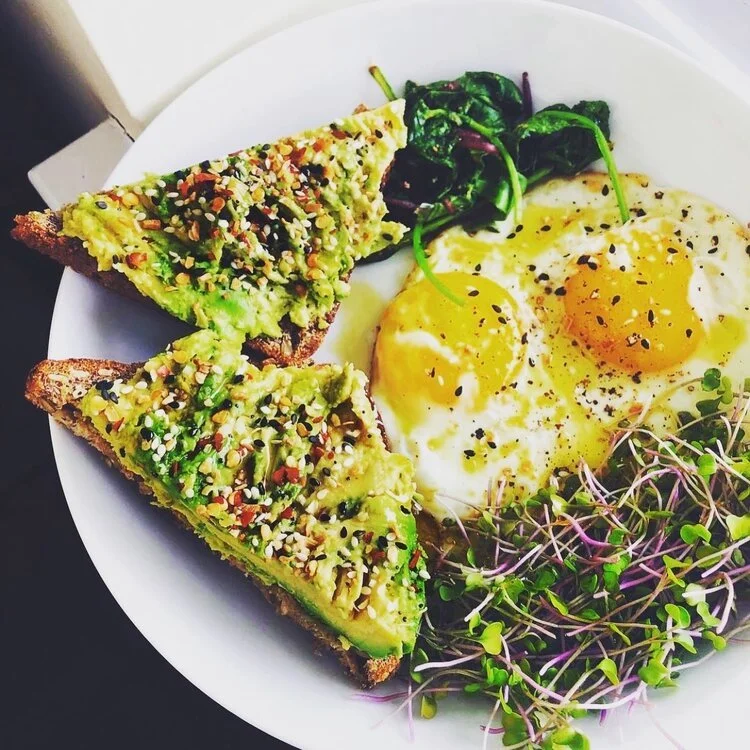 Avocado toast with eggs