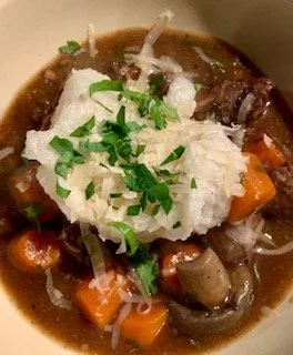 Otter Lake Farm lamb stew with white polenta