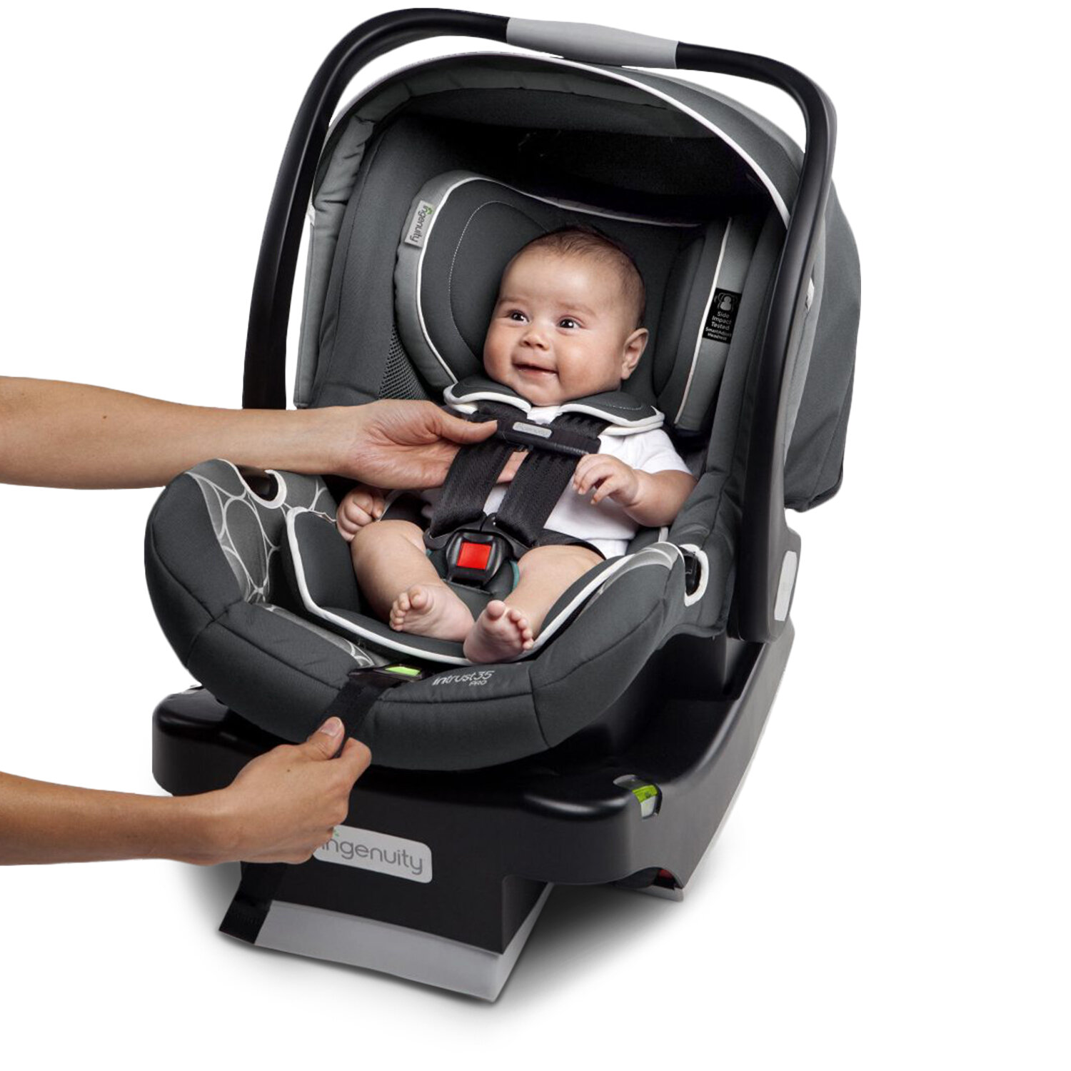  Happy baby in an ingenuity infant car seat 