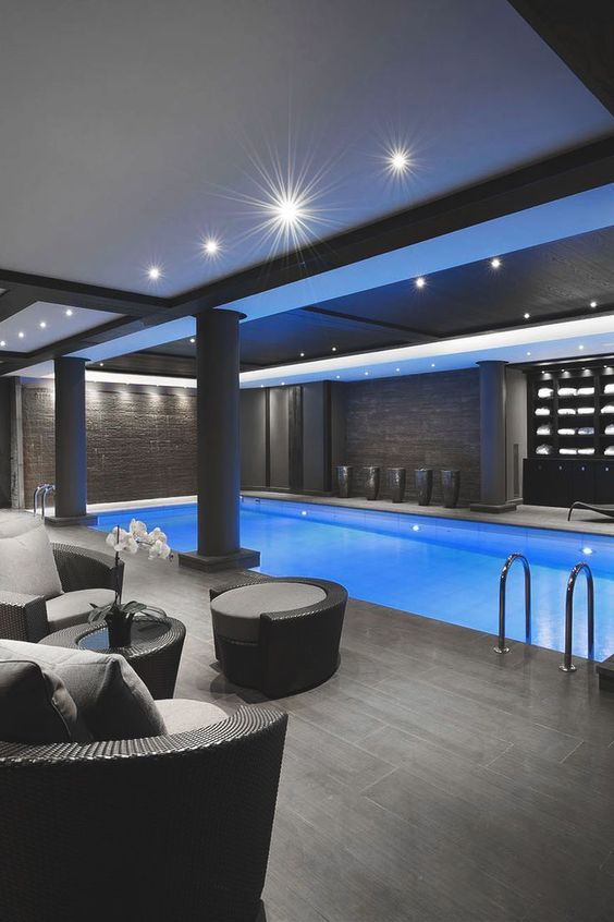 Chalet Le Petit Palais has an entire floor dedicated to spa and wellness. Set to rival the worlds leading spas, the swimming pool is surrounded by a jacuzzi – inclusive of flat screen TV, relaxation area, sauna, steam room and there is even a fireplace. ultimateluxurychalets.com