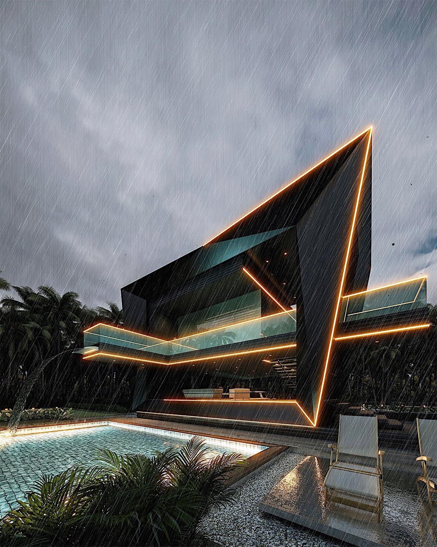 Step into a fusion of futuristic design and nature's beauty. Amin Moazzen's visionary creation blends striking angles with cascading light, forming an enchanting dance. The merging waterfall and lush pool make every corner a sensory delight.

Kindly 