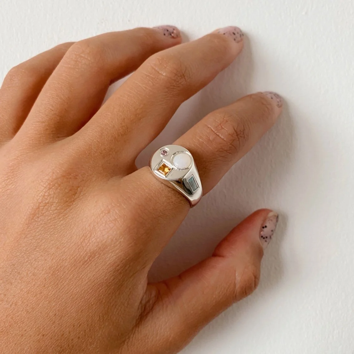 Cinco Gemstone Signet Ring