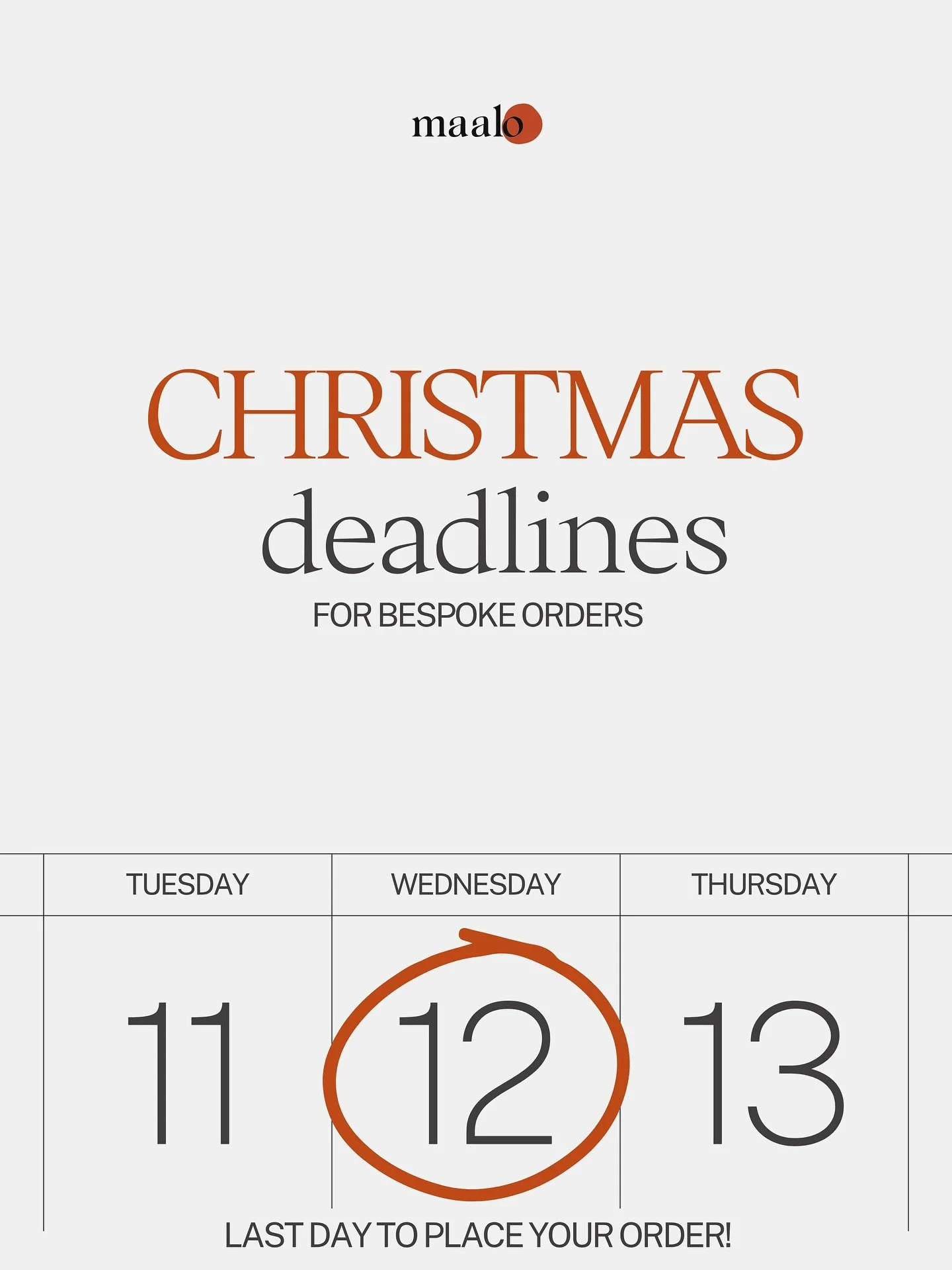 The best gifts are one of a kind. And good things take time. If you&rsquo;re planning a bespoke piece for someone special, make sure to order before November 12th so it&rsquo;s ready in time for Christmas 🎁🎄

We&rsquo;ll be closing from December 12