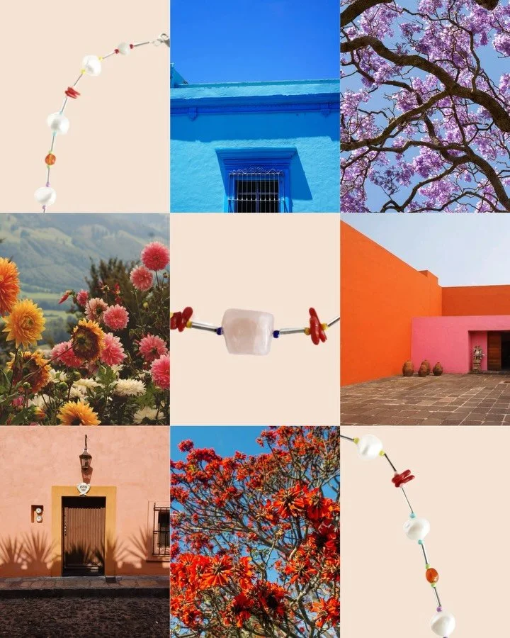 Our ode to Mexican spring 🌸. The Primavera Necklace is a versatile piece inspired by the colours of jacarandas, dahlias, magnolias, flamboyant and coral trees that bloom across Mexico City. No matter the season, that mix of glass beads, Peruvian opa