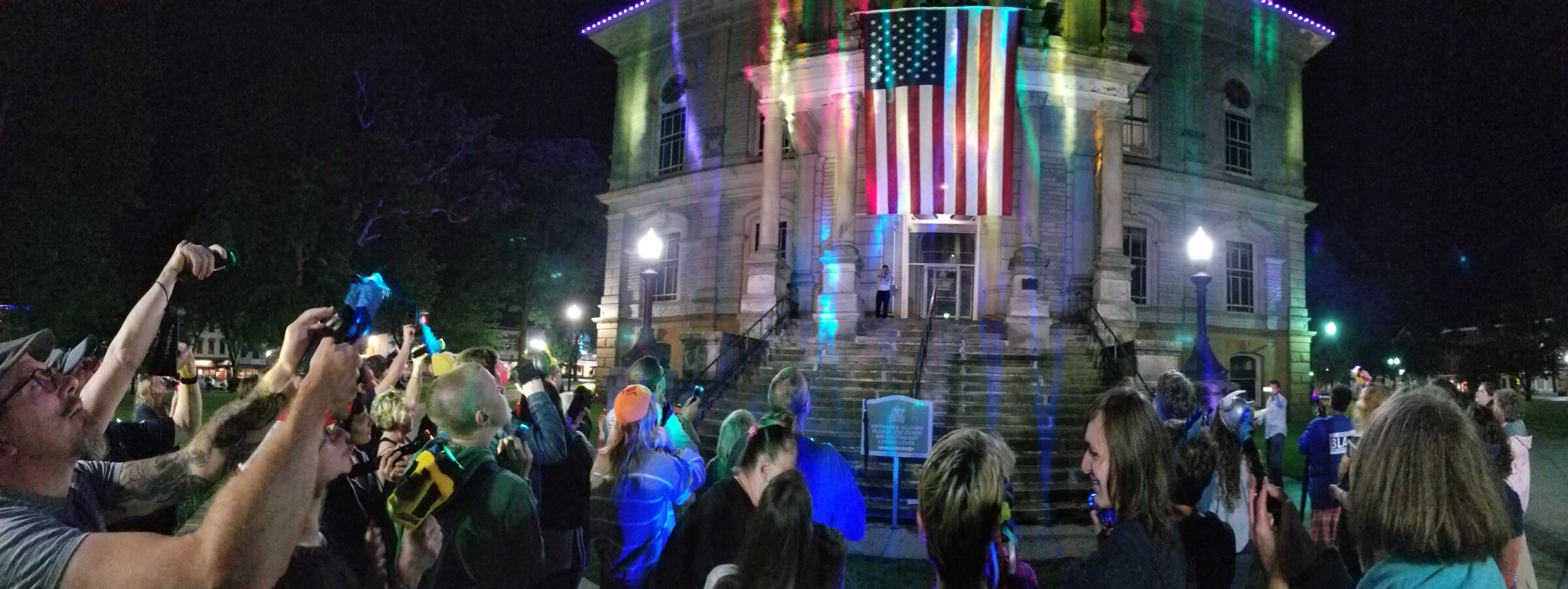 The People's Lighting of the Courthouse with the Colors of Pride