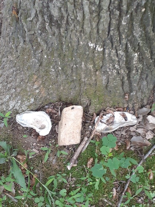 The offering area at the cemetery - with the rock Chad left in the middle.