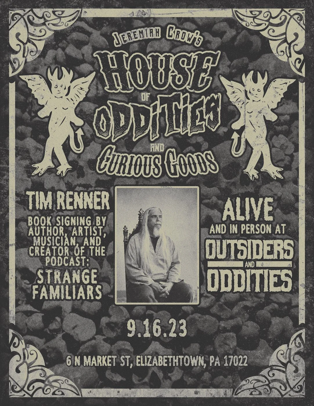 Timothy and Chad visiting Jeremiah Crow's House of Oddities 