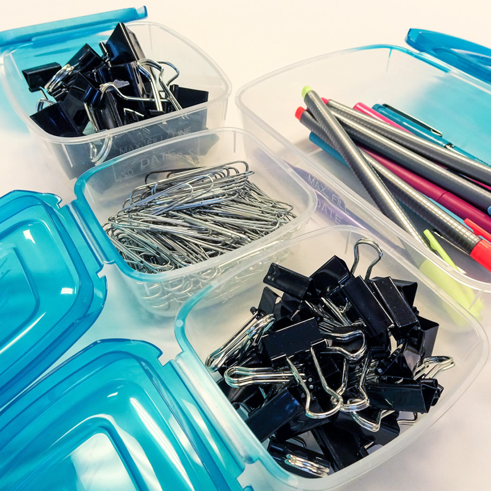 Plastic storage containers with attached lids