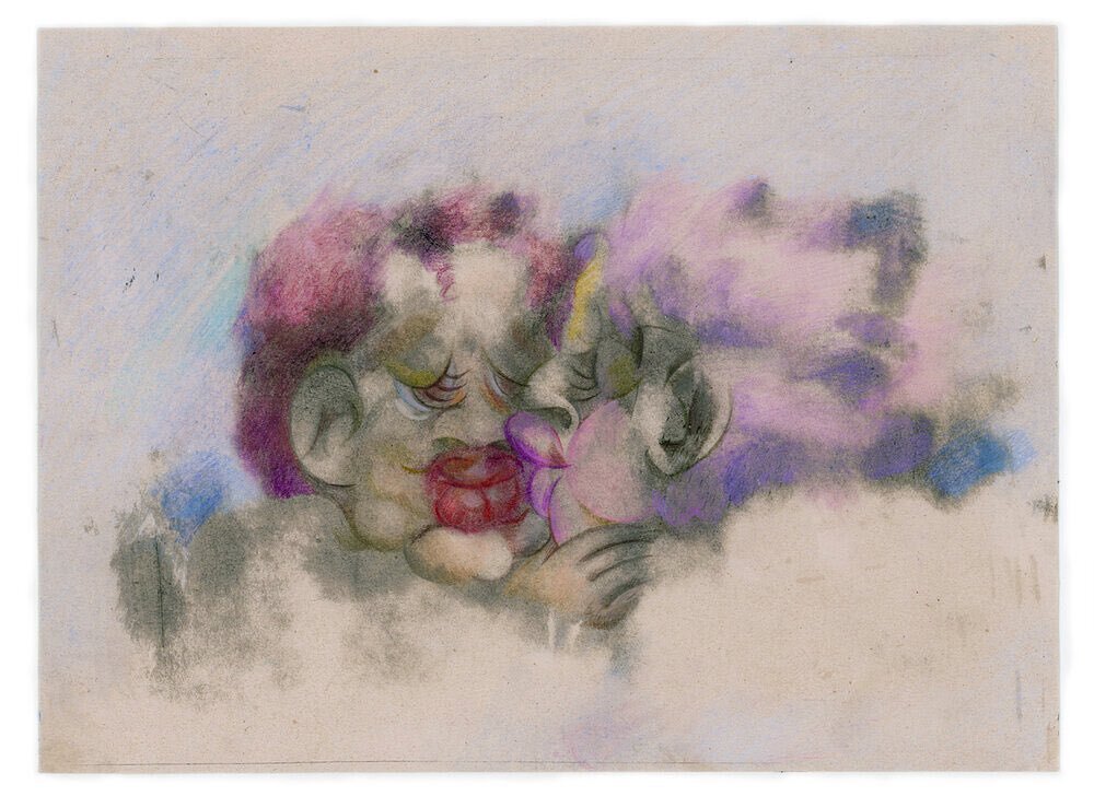 💞 Valentine&rsquo;s Day Post
&mdash; &ldquo;Gentle Kiss&rdquo; (2019)
Collaboration w/ @travisbmorehead,
Colored pencil + Stone Lithograph on Newsprint