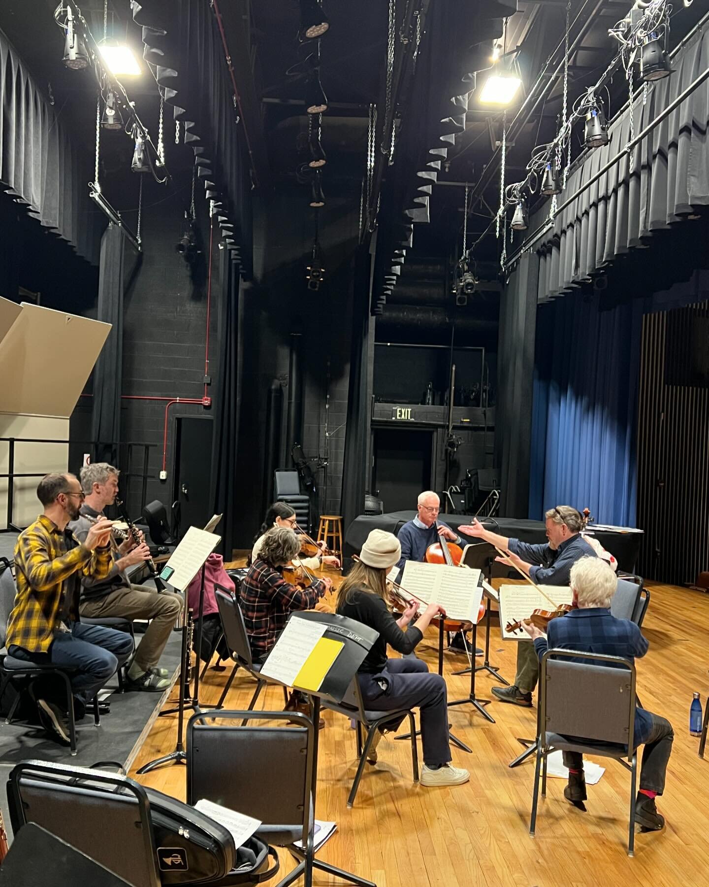 The Blue Ridge Orchestra Musique M&eacute;nage ensemble prepares for our upcoming program on March 7th at the Governor&rsquo;s Western Residence (almost sold out!!!) and 8th at Carolina Day School.  Click the link in our bio to reserve your seat toda