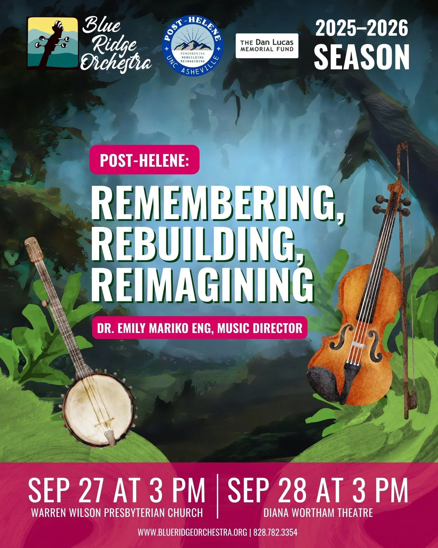 The music tells our story. 🎼

This fall, we're presenting a program that captures the heart of Western North Carolina - from the world premiere of Jay Sanders' Sinfonietta Helene to the beautiful sounds of Phillip Rhodes' Concerto for Bluegrass Band