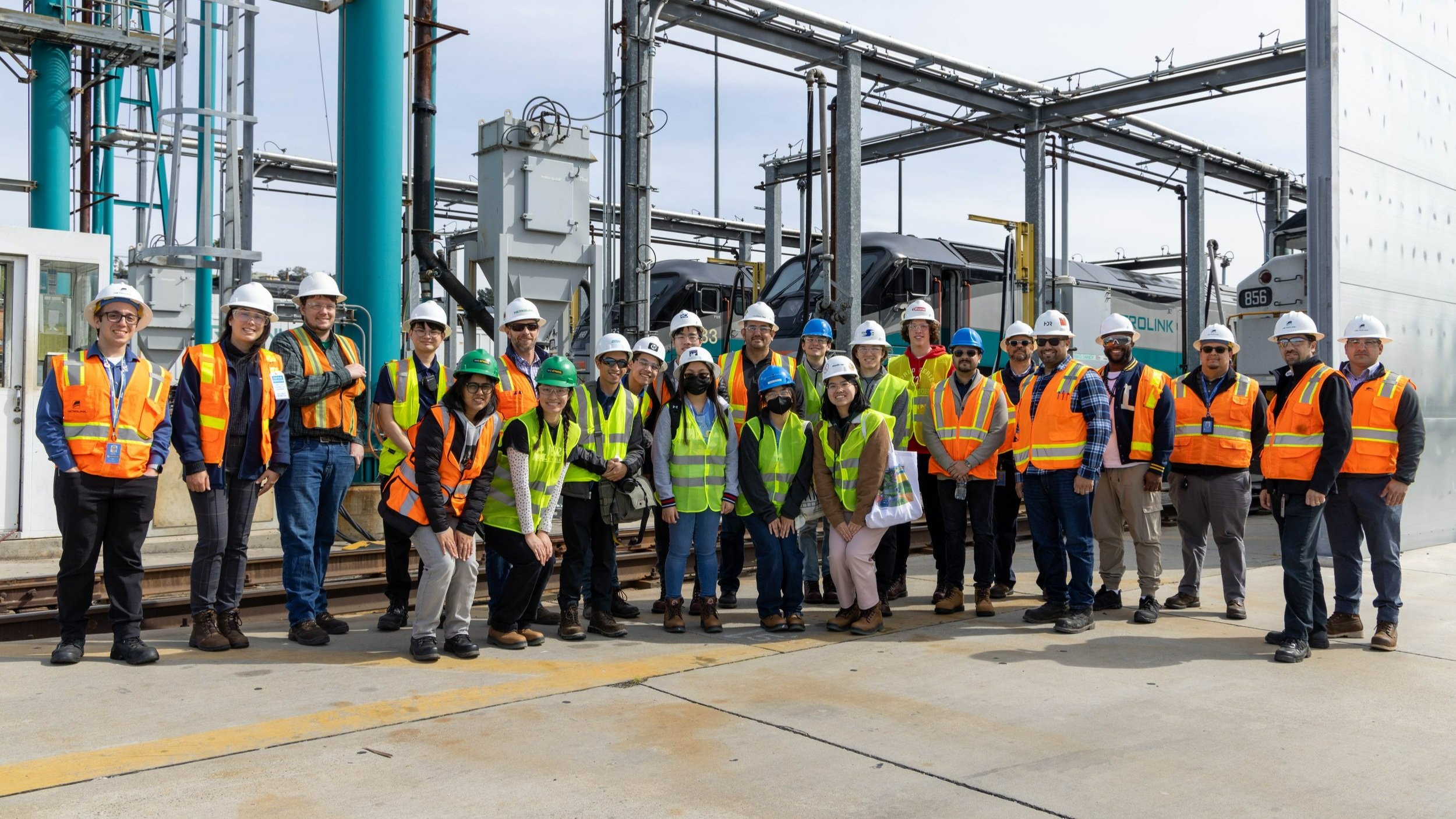  Attendees of the first RASC college program event - a site visit to Metrolink’s Central Maintenance Facility in Los Angeles, CA. (Photo Credit: Metrolink, February 2023) 