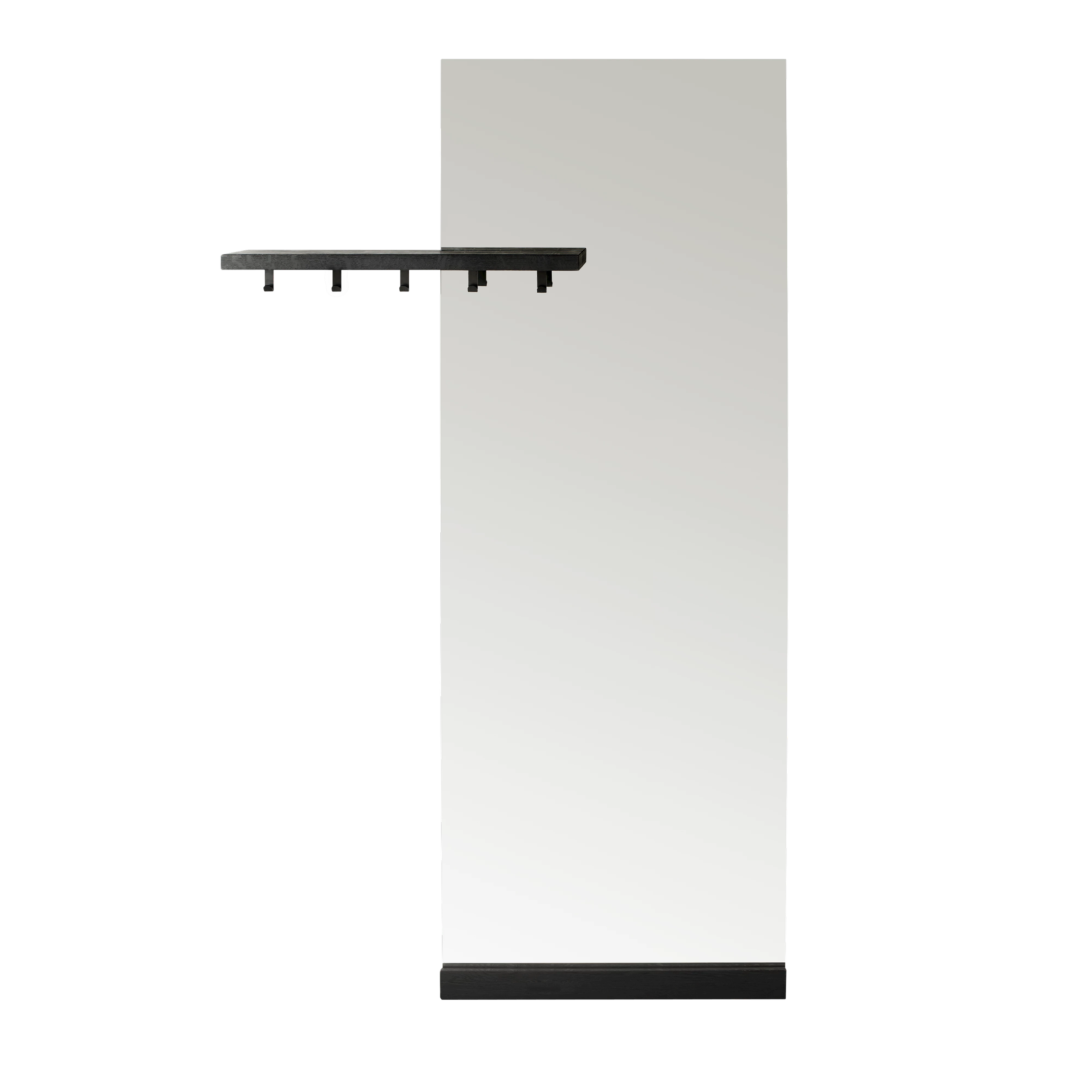 Shift floor mirror w. coat rack Left- Black stained oak.png
