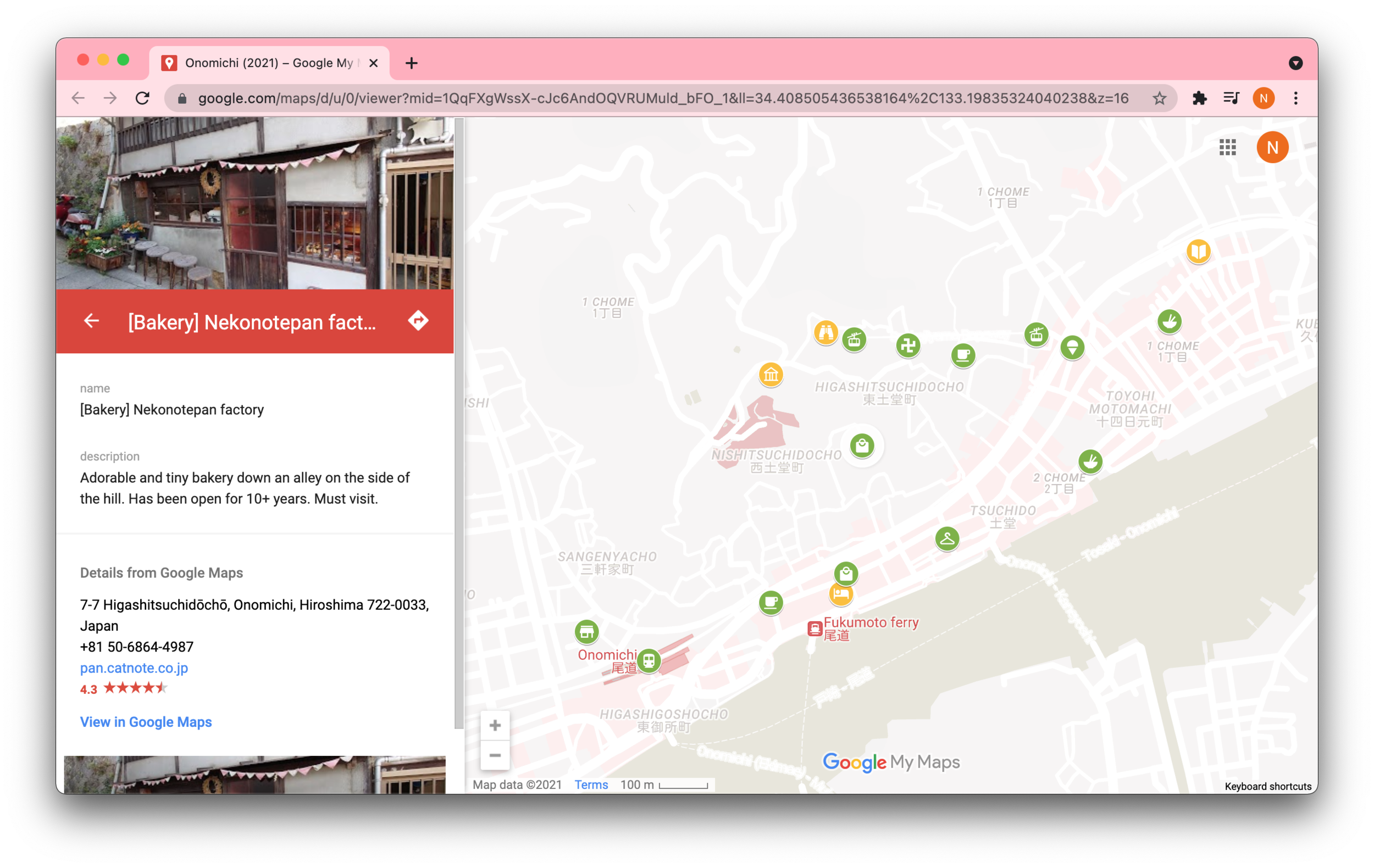 Google MyMaps ✅ Custom map, icons and notes ❌ To get directions you need to “View in Google Maps”
