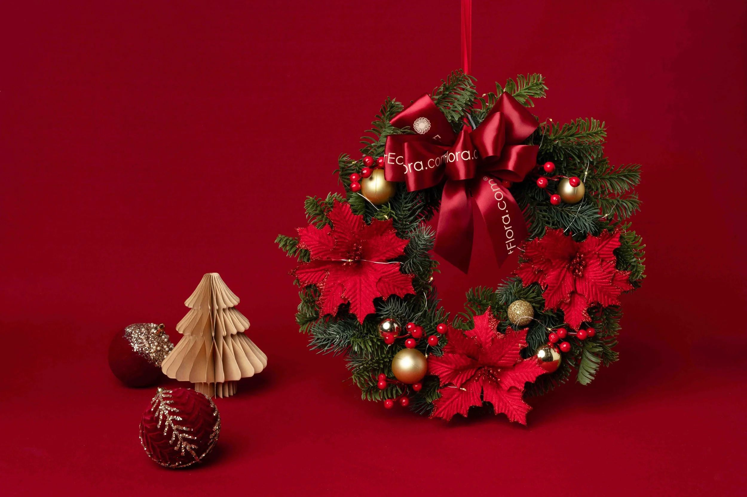Floral christmas wreath photoshoot studio Singapore