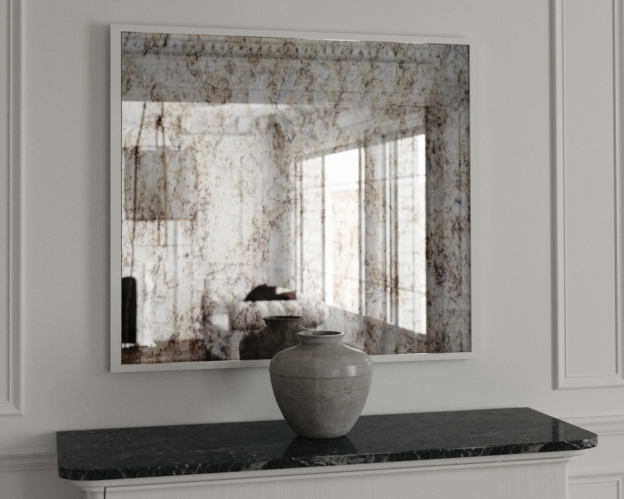 Custom Wall Mirror with Antiqued Mirror