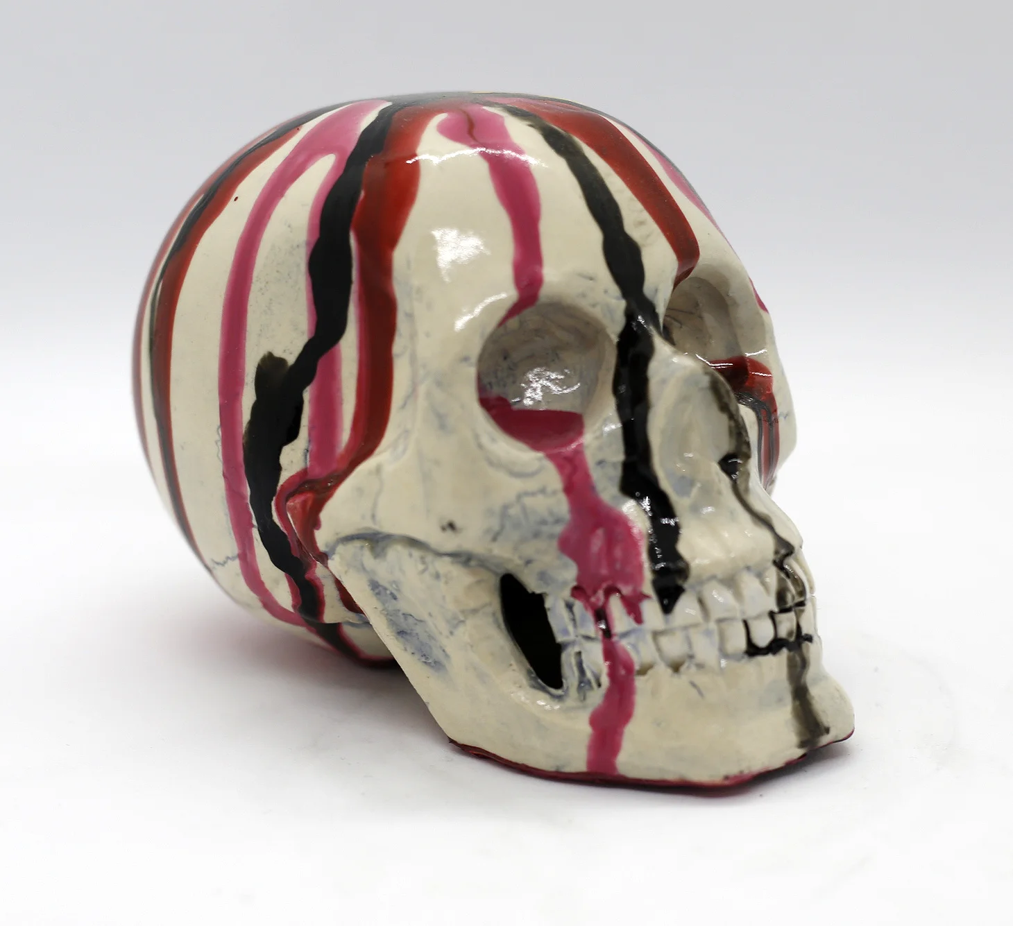 White Glazed Skull w/ Paint Drip