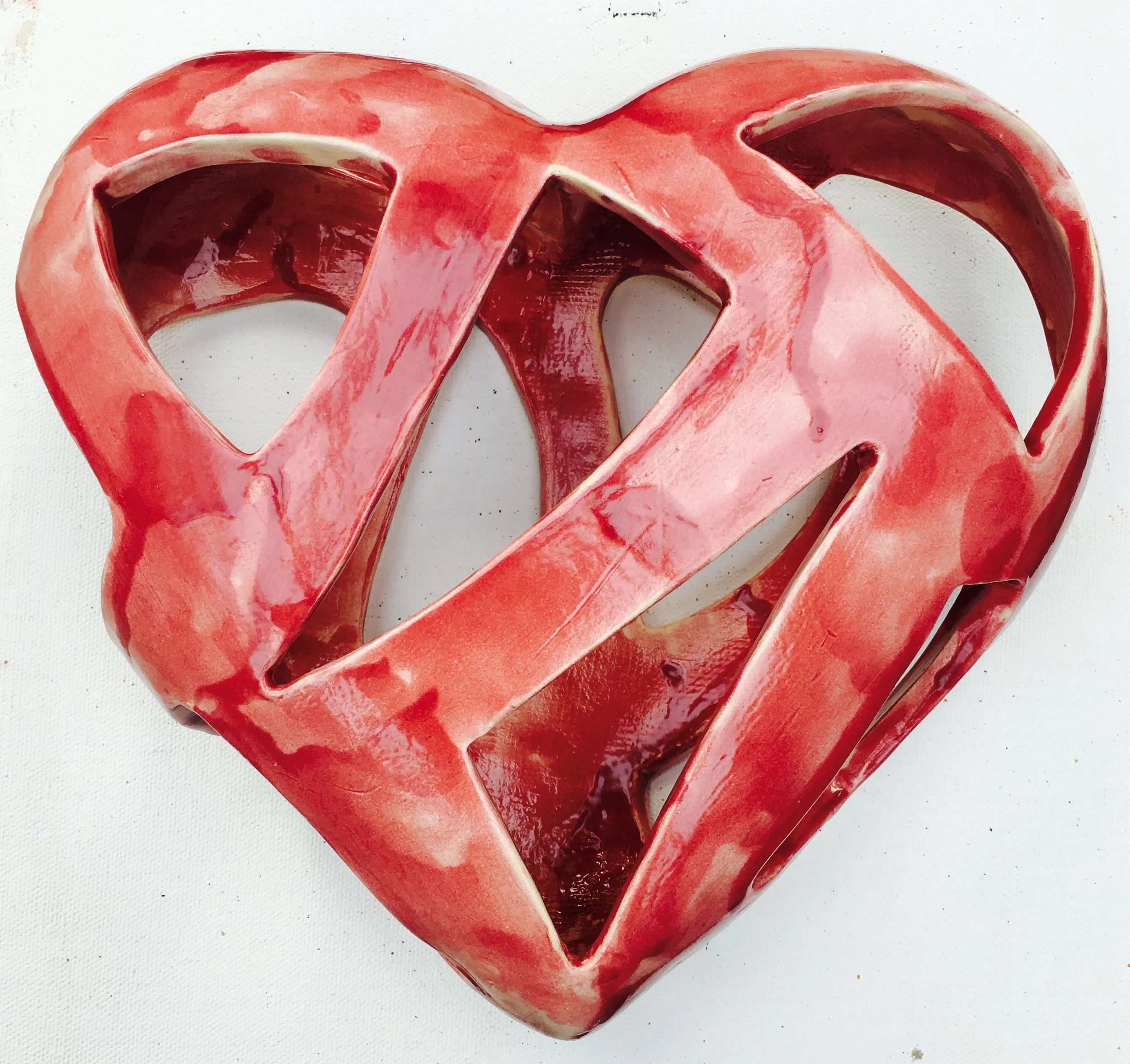 Brushed Red Glazed Heart